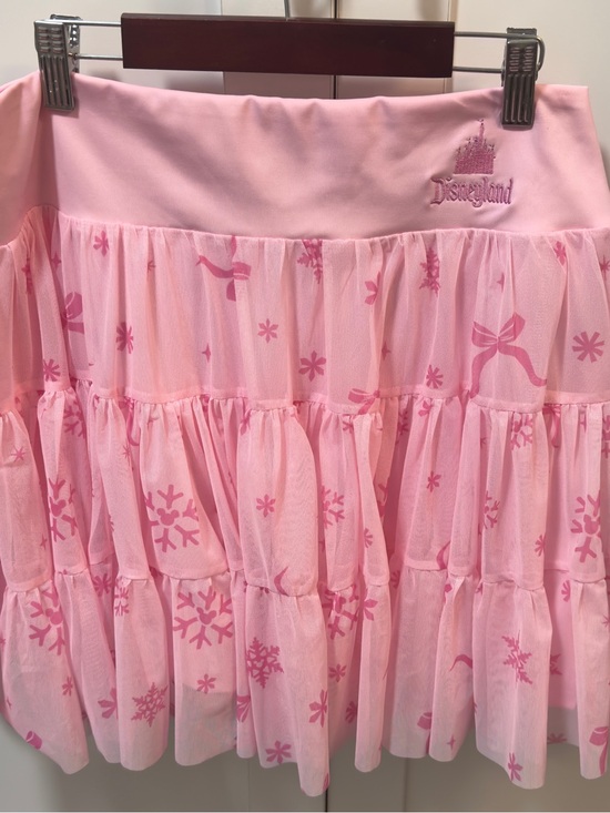 Disney Dresses & Skirts - Disney Light Pink Tiered Mesh A-Line Skirt with Bow & Snowflake Print